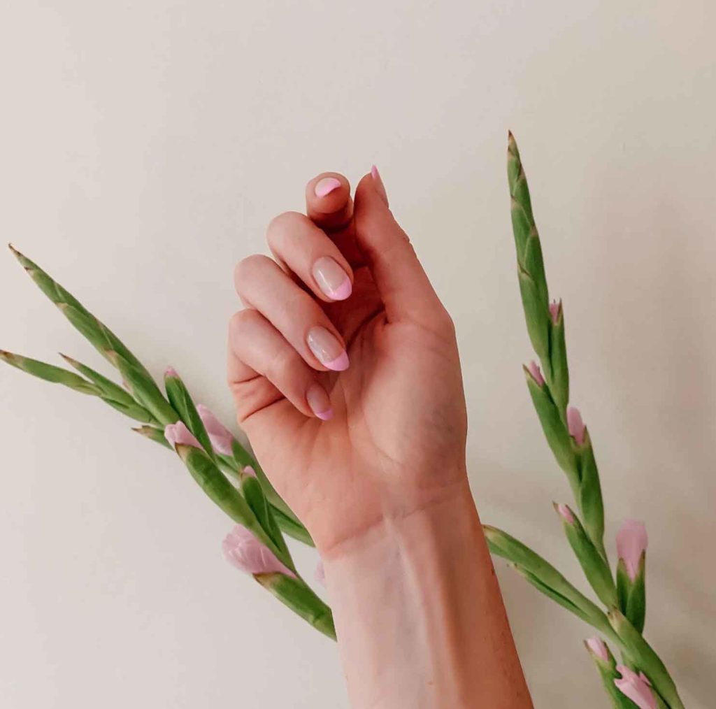 aesthetic light pink french nails