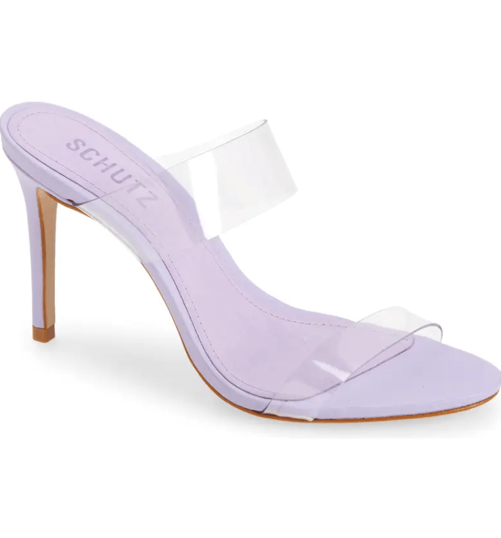Clear Straps Lavender Heeled muled