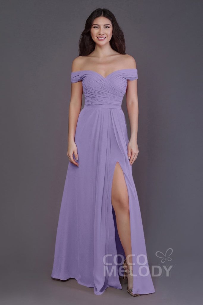 Lavender  Floor-Length Chiffon Bridesmaids Dress