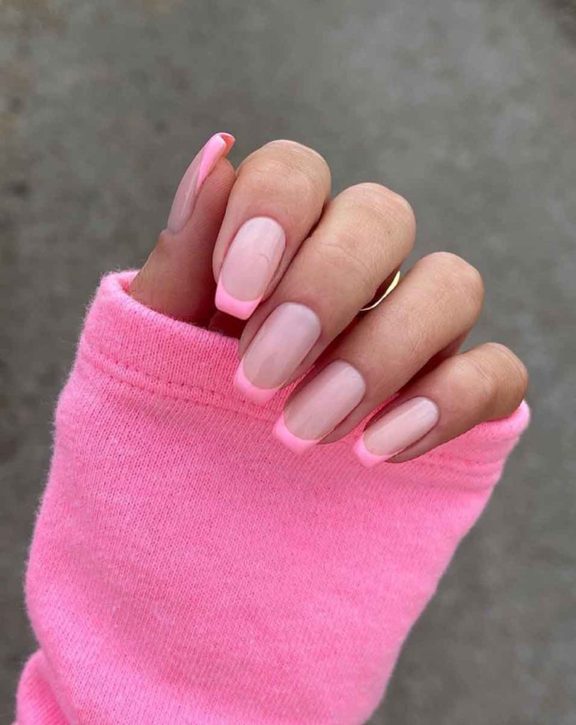 square medium light pink french nails