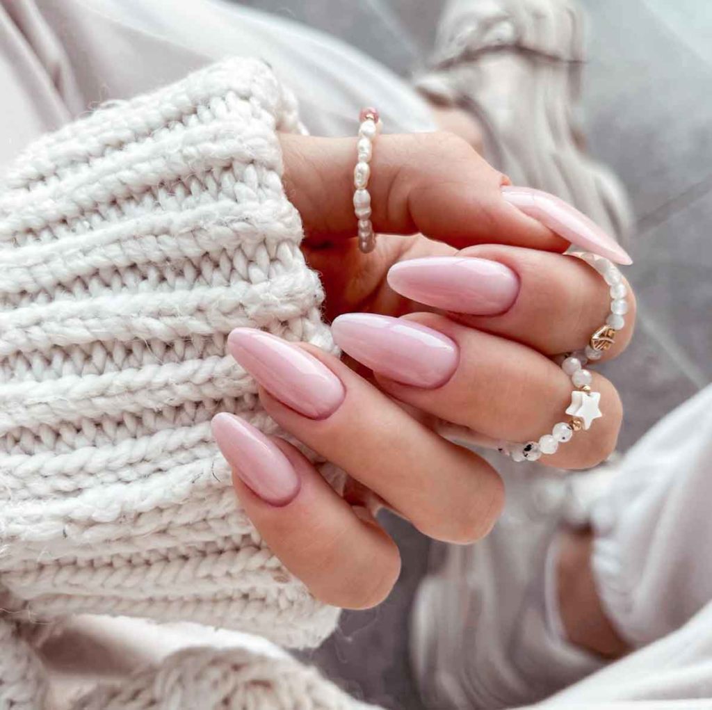 very light pink natural nails