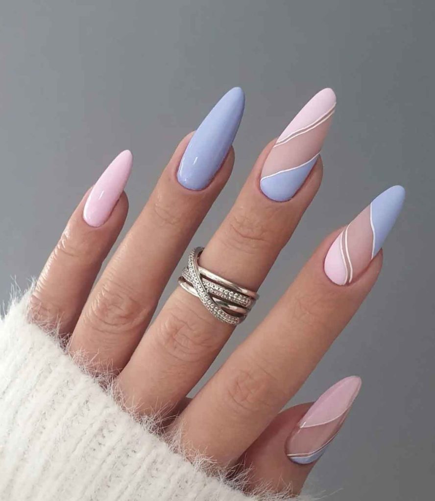 pastel pink nails with design